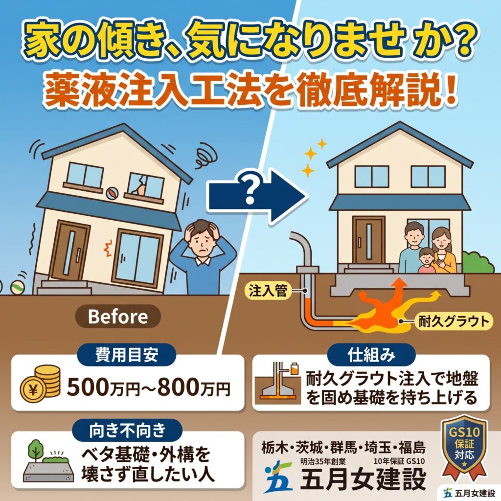 薬液注入工法　家の傾き　サムネイル