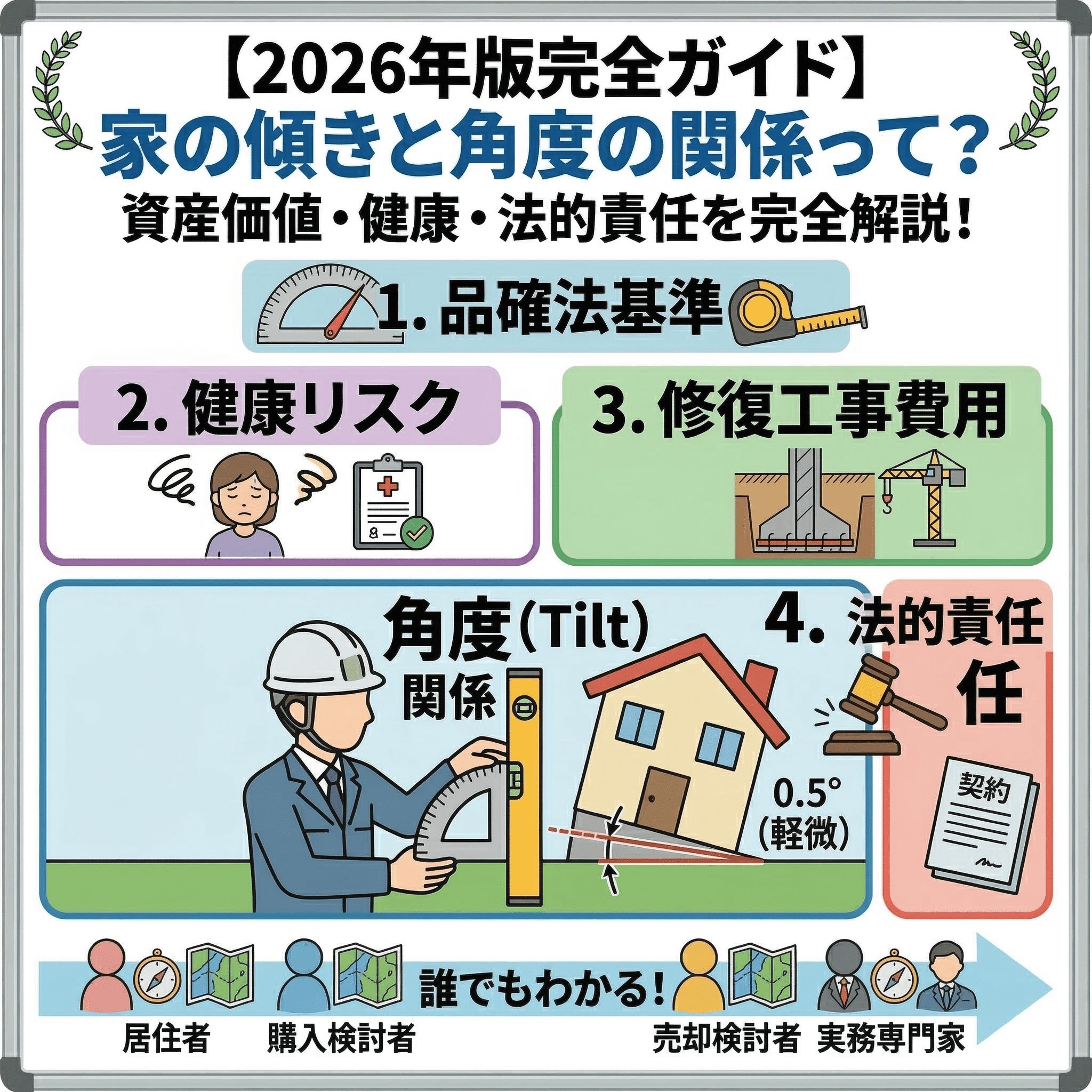 【2026年版完全ガイド】家の傾きと角度の関係って？